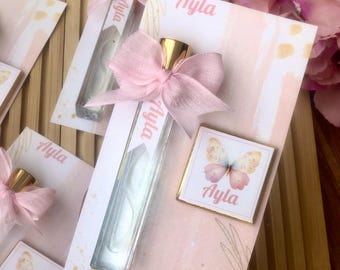 Butterfly Cologne Party Favors: Refillable Spray Bottle & Chocolate Gift Set