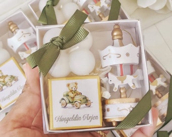 Carousel Baby Shower Favors, Candle & Chocolate Box