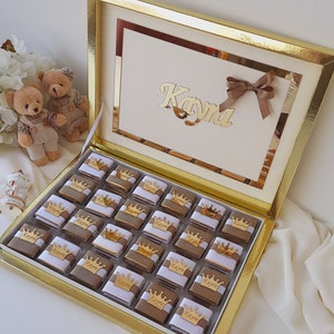 Baby Shower Party Favor Box,Prince Crown Tag,Chocolate Box Favors,Special Chocolate Box,Welcome Baby Favors,Personalized Favor Chocolate Box