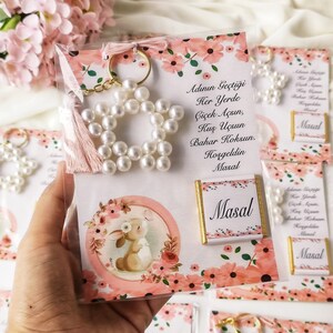 Bomboniere portachiavi stella festa baby shower, regalo festa coniglietto, biglietto personalizzato con cioccolatini per bambini, bomboniere di benvenuto per bambini, regali per bambina, regalo Boho Baby Shower
