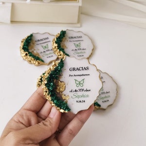 Emerald Green Quinceanera Favor, Butterfly Party Favors Magnet, Sweet 16 Gifts, Anniversary Favors, Quinceanera Epoxy Magnet Gifts