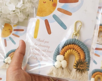 15 pcs Here Comes the Son Baby Shower Gifts, Baby boy Favor, Baby Shower Sun Favors ,Baby Birthday Gift, Baby Boy Macrame Keychain Favors