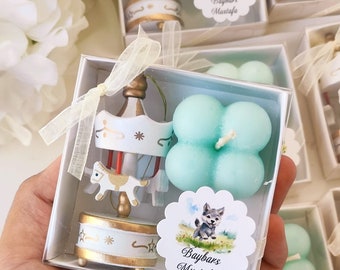 Custom Carousel Party Gifts, Baptism Candle Favors, New Born Favor for Guests, Chrisening Favor, Baby Shower Carousel and Colourful Candle
