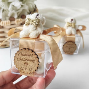 Cadeau de naissance ours en peluche, première communion, ours en peluche de bienvenue pour baby shower, baptême, cadeaux personnalisés boîte de bonbons ours en peluche, cadeau de baptême