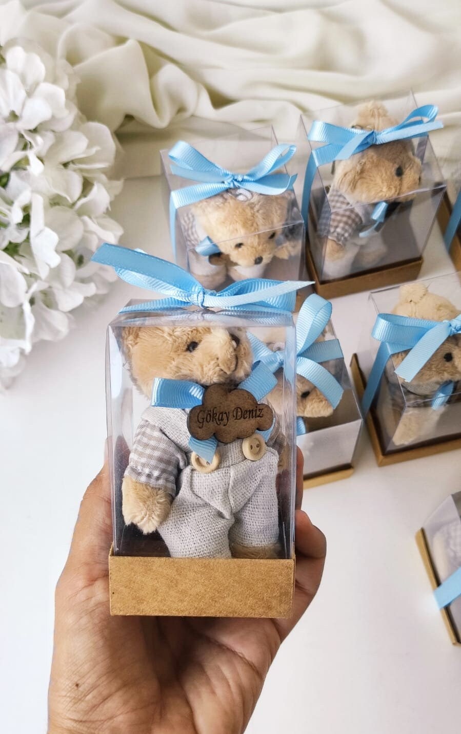 Personalized Plush Teddy Bear Keychain, Baby Shower Favors - Etsy