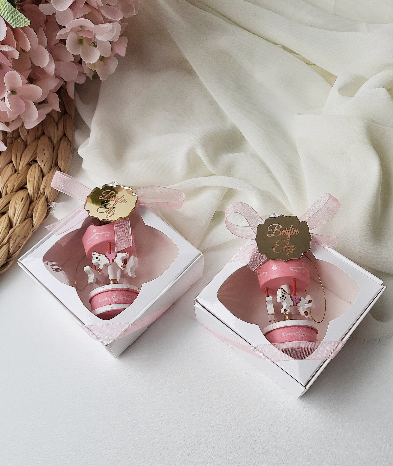 Baby Girl Party Favorscarousel Favorspink Carousel Etsy