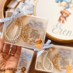 Personalized Ayatul Kursi Epoxy Magnet & Tasbeeh Favors, Islamic Baby Shower