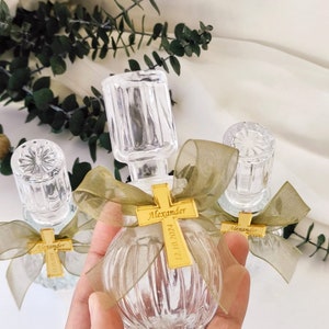 Custom Holy Water Glass Bottle Empty, Baptism Candy Jar, First Communion Centerpieces,Christening Favors, Agua Bendita, Glass Bottles Favors