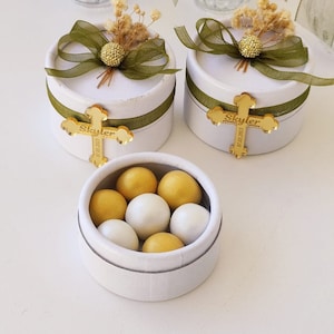 Boîte de chocolat de baptême Boho, faveurs de bonbons, faveur de baptême pour les invités, cadeaux Mi Bautizo, boîte de bonbons en vrac, boîte de bonbons de baptême personnalisée
