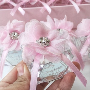 Pink Wedding Decaration Favor,Boîte de bonbons de mariage,Boîte à anneaux en plastique Crystal Look,Cadeaux personnalisés,Faveur de fiançailles,Favor pour les invités,Sweet 16