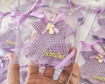 Crochet Dress Magnet: Lilac Baby Girl Birthday Party Favor