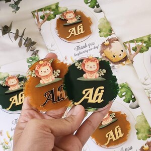 Handmade Safari Animal Magnet, Custom  Baby Shower Favors, Personalized Boy Safari Decorations, Wild One Animals Birthday Gift, Lion Concept