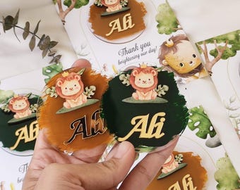 Magnete a forma di animale da safari fatto a mano, regalo di compleanno con animali selvatici, regalo per baby shower con leone