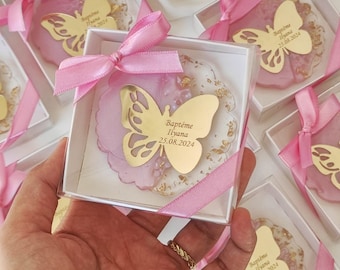 Butterfly Sweet 16 Party Magnet Favors, Pink Mis 15 Anos Gifs, Quinceañera Favors,Butterfly Mirror Tag, Personalized Favors, Epoxy Gifts