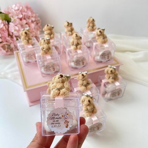 Ours en peluche, cadeaux de naissance, sexe, cadeaux pour petite fille, cadeau de bienvenue, boîtes de bonbons pour baby shower, centres de table de baptême, cadeaux de remerciement