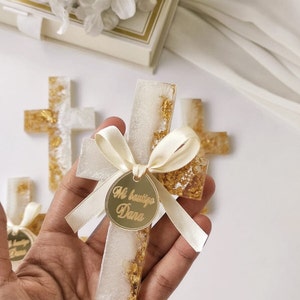20 pcs Personalized Mi Bautizo Favors,Christening Favors,First Communion Favors,Baptsim Magnet Favors,Resin Cross Magnet,First Birthday Gift