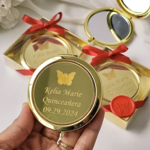 Mirror Sweet 16 Favors, Butterfly Quinceanera Party Favors, Compact Mirror Gifts Favors, Mis 15 Gift, Mis Quince Favors, Personalized Gifts