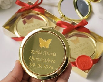 Mirror Sweet 16 Favors, Butterfly Quinceanera Party Favors, Compact Mirror Gifts Favors, Mis 15 Gift, Mis Quince Favors, Personalized Gifts