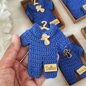 Royal Blue Baby shower party gift,Crochet magnet favors for guests,Baptsim centerpieces,First communion gift,Welcome baby gift box,New Born