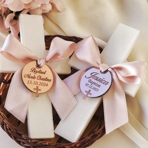 Gepersonaliseerde kruisbedankjes voor doop, koelkastmagneet, kerstcadeaus, roségouden label en kruisgeschenken, doopcadeau meisje, gunsten eerste verjaardag
