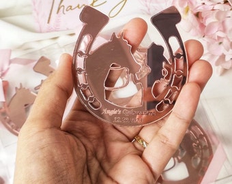 Rose Gold Sweet 16 Gefälligkeiten, personalisierte Quienceañoa Hufeisen Geschenke, glücklicher Andenken Hochzeitstag, süße 16