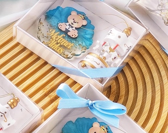 Aangepaste bedankjes voor babyshower, epoxymagneet en carrouselcadeauset