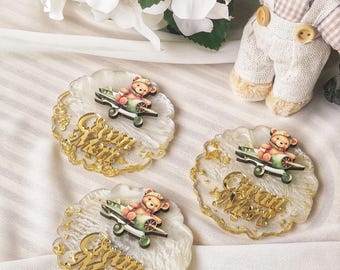Teddy Bear Airplane Magnet Favors: Baby Shower Gifts