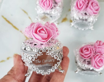 Personalized Wedding Candy Boxes,Candy boxes,Silver color plastic small boxes,Engagement favors,Bulk invitation favors,Custom favors,Nikkah