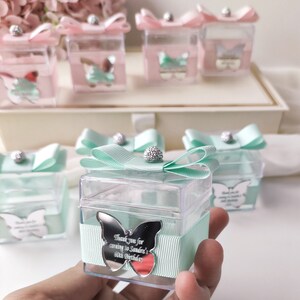 Boîtes spéciales papillon,Boîte de bonbons pour bébé,Cadeau personnalisé,Cadeaux de douche de bébé licorne,Miroir en acrylique papillon,Cadeaux de bienvenue,Favori de bienvenue pour bébé