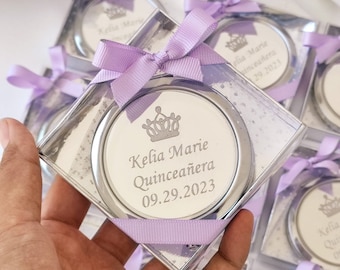 Personalized Compact Mirror Favors: Quinceañera, Sweet 16 Gifts
