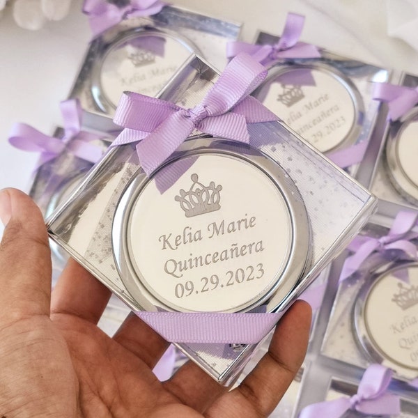 Personalized Compact Luxury Mirror Gifts,Mis Quince Favors,Personalized Gifts,Quinceañera Favors,Sweet 16 Favors,Mis 15,Quinceañera Favors