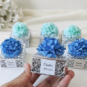 Cadeaux de mariage bleu royal pour invités, boîte à bijoux en plastique argenté, cadeau de baby shower, cadeau de shower de bébé, cadeaux d'anniversaire, sweet 16