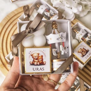 Bomboniere per feste di baby shower, regali personalizzati per feste a carosello, bomboniere con candele e cioccolatini per il battesimo, bomboniere per gli ospiti per il battesimo, regalo per neonati maschi