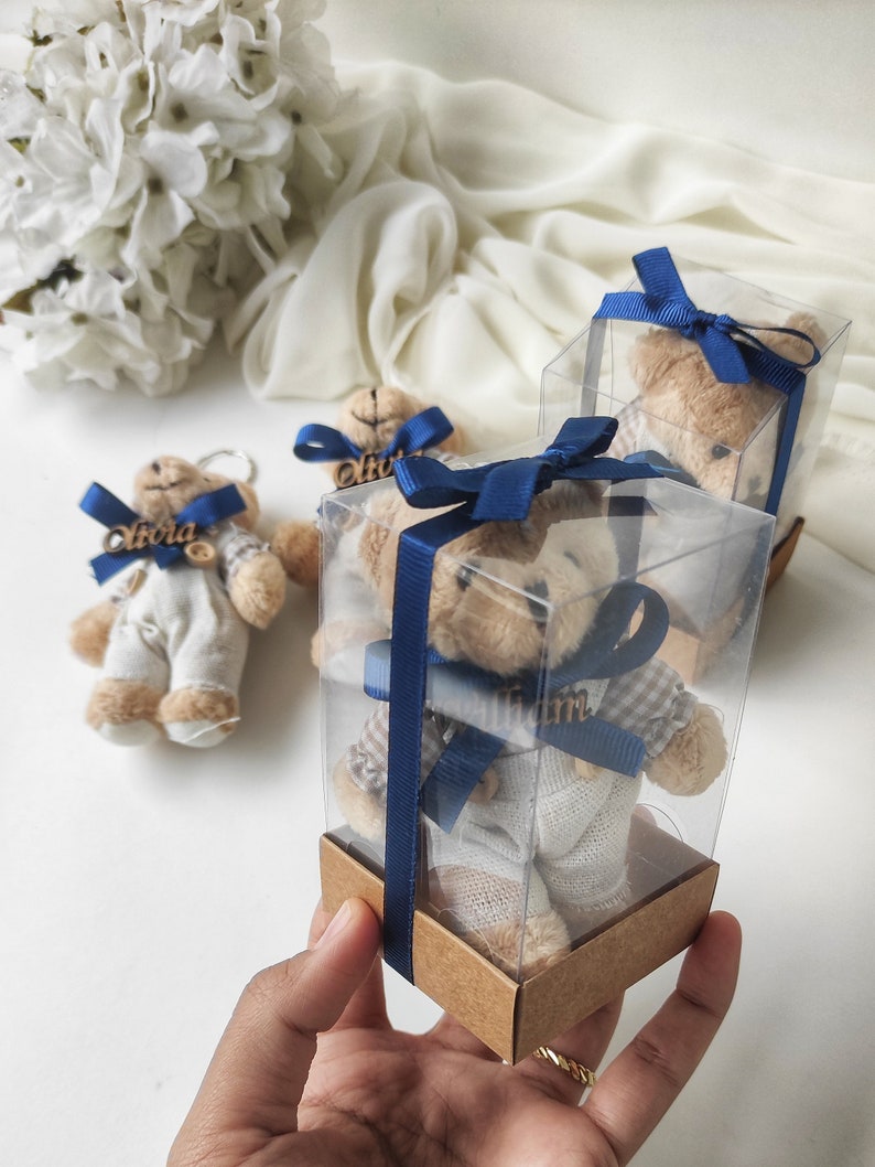 Custom Teddy Bear Keychain, Personalized Baby Shower Favors - Etsy