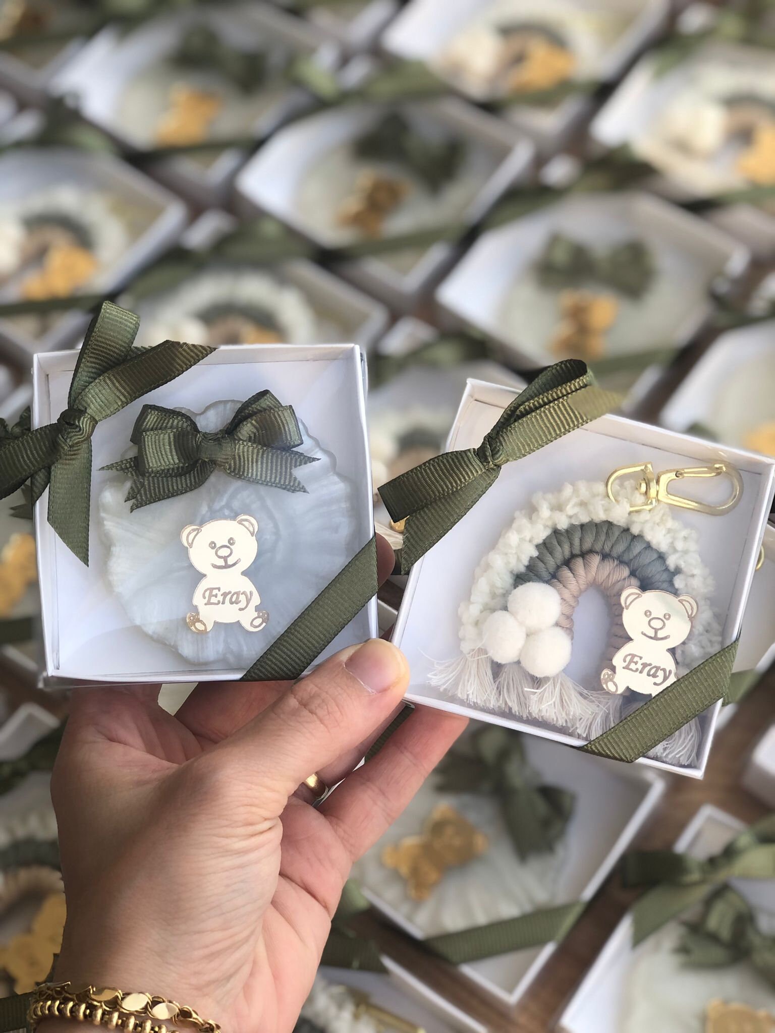 Teddy Bear Baby Shower Favor for Guests, Macrame Keychains, Teddy Bear ...