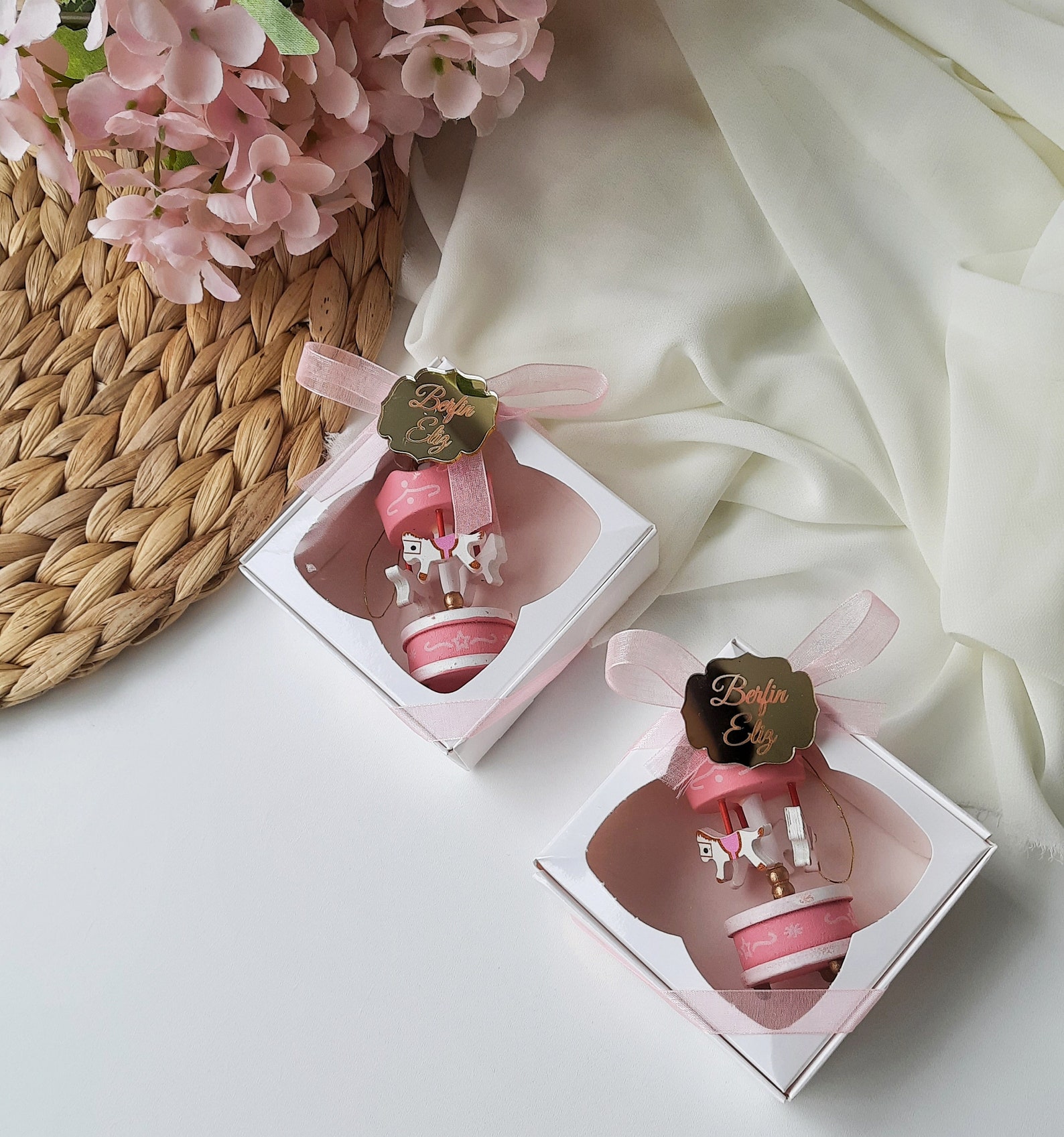 Baby Girl Party Favorscarousel Favorspink Carousel Etsy