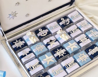 Babyshower Chocolate Gifts,Personalized Chocolate Box,Teddy Bear Chocolate,New Born Candle Favors,Nautical Themed Birthday Favors,Baby Boy