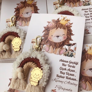 20 pezzi Re Leone, Bomboniere personalizzate Safari, Bomboniere personalizzate per neonati, Bomboniere Macrame neonato, Bomboniere battesimo, Baby Shower Bohomian