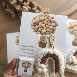 20 pcs Personalized Teddy Bear Party Favors,Macrame Keychain Gifts,Bohomian Teddy Bear Birthday Gift,Teddy Bear Chocolate Favors,Baby Shower