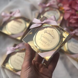 Personalized Gold Compact Mirror: Sweet 16 Party Favors