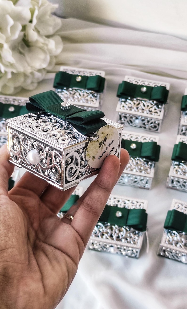 Personalized Wedding Favors, Silver Color Wedding Favors Box, Custom ...
