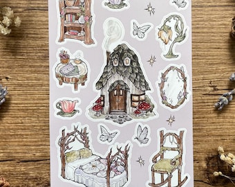 Fairy Home Sticker Sheet | Enchanted Woodland Stickers | Fairycore Sticker Set | Magical Fantasy Faerie Stickers | Ethereal Sticker Sheet