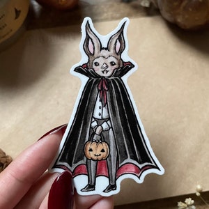 Naklejka Vampire Bat Boy | Pakiet naklejek Trick Or Treater | Urocza klasyczna naklejka Horror | Naklejka Vintage Halloween | Fantastyczna, upiorna naklejka