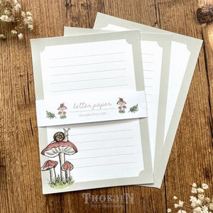 Mushroom Letter Paper Sheets | Aesthetic Goblincore Letter Writing Set | Witchy Cottagecore Penpal Letter Kit | Dark Cottage Stationery Set