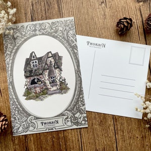Cottage Witch Postcard | Aesthetic Cottagecore Stationery | Fairytale Cottage Illustration | Cozy Snail Mail Set | Woodland Cottage Print