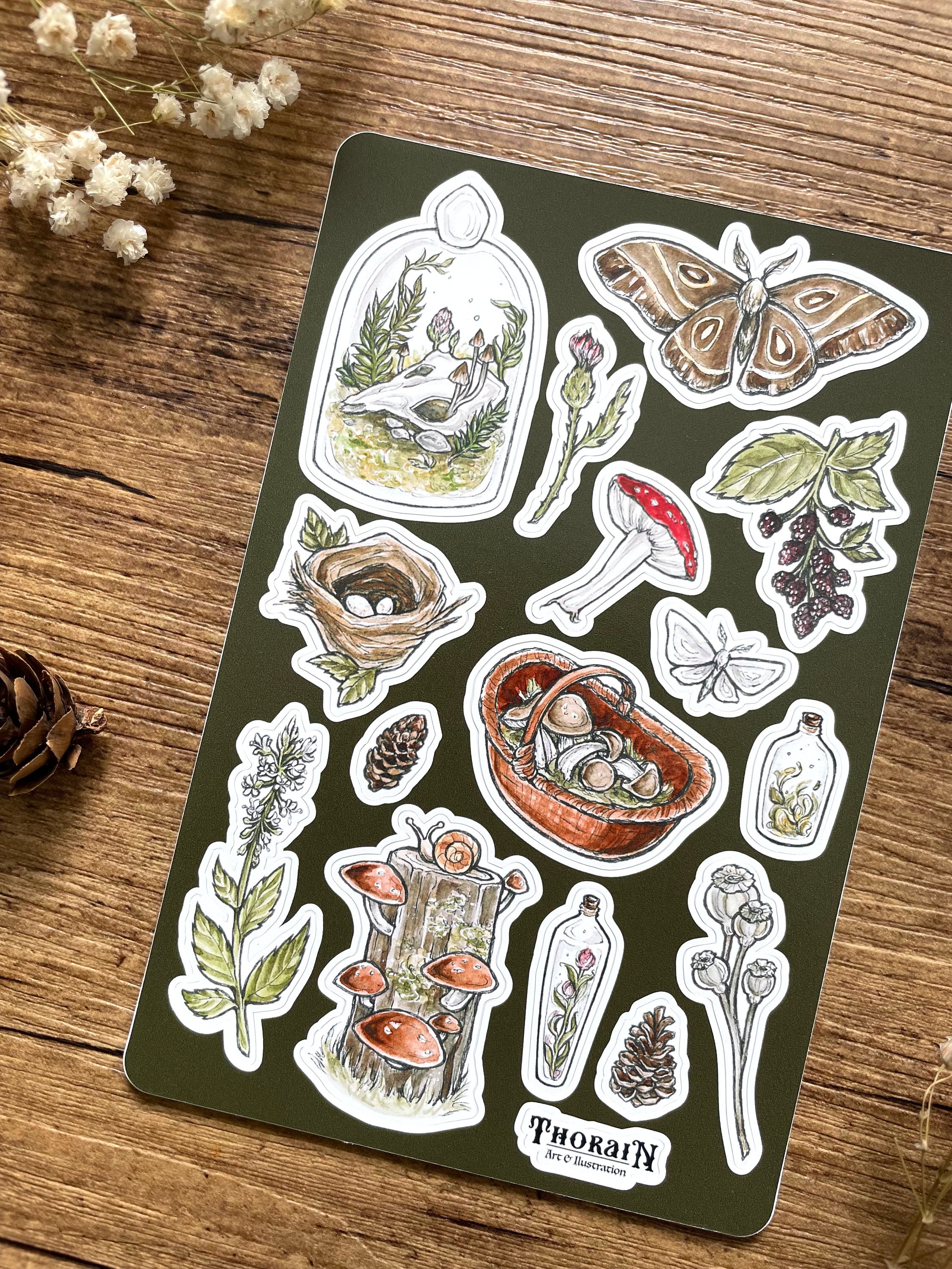 Dark Cottagecore Sticker Sheet | Green Witch Journal Stickers ...