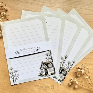 Lettres Cottagecore | Set d'écriture de lettres esthétiques | Ensemble de lettres d'appel d'affaires Cottagecore | Ensemble de papeterie floral cottage lunatique