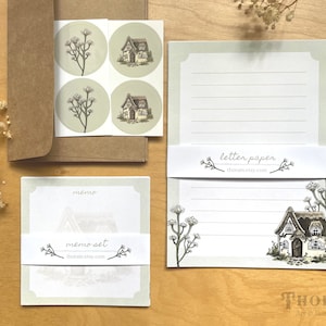 Juego de papelería Cottagecore / Papel de carta con diseño de cuento de hadas estético / Kit de cartas para amigos por correspondencia Cottagecore / Juego de escritura con diseño floral de cabaña caprichosa