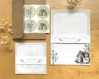 Cottagecore Stationery Set | Aesthetic Fairytale Letter Paper | Cottagecore Penpal Letter Kit | Whimsical Cottage Floral Writing Set
