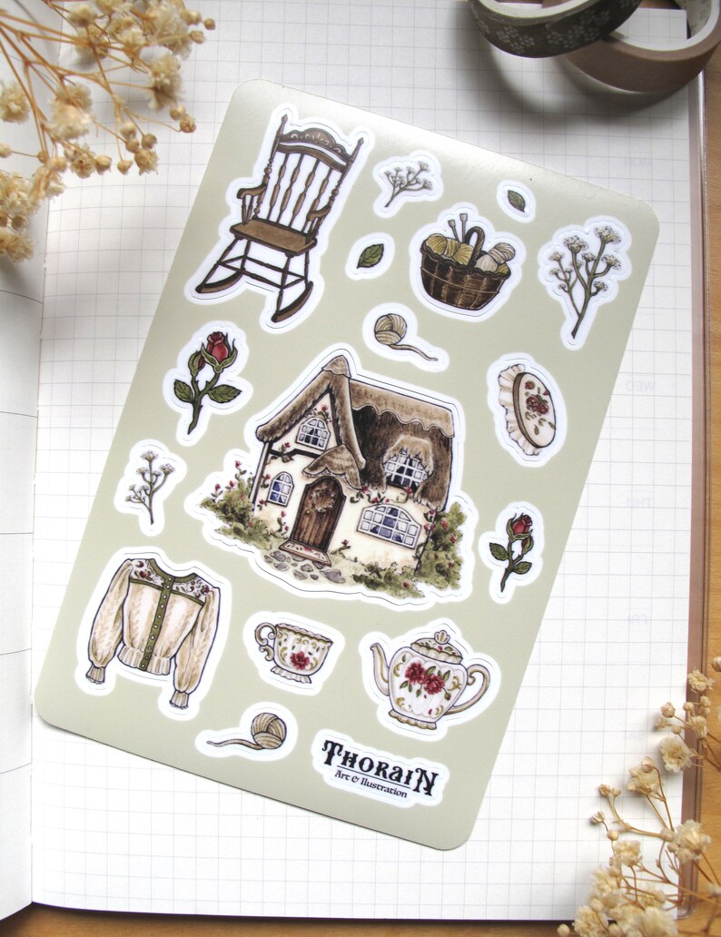 Cottagecore Sticker Sheet | Aesthetic Cottagecore Stationery ...
